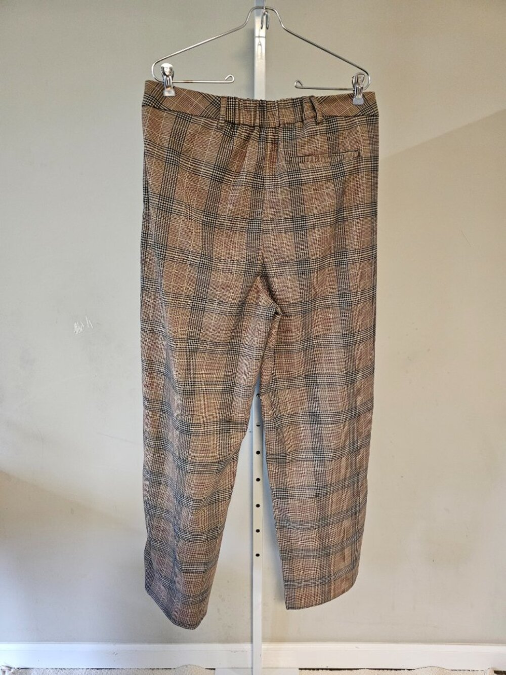 Old Navy Trousers Tailored Wide Leg Brown Plaid Academia Preppy Office L - Picture 6 of 11